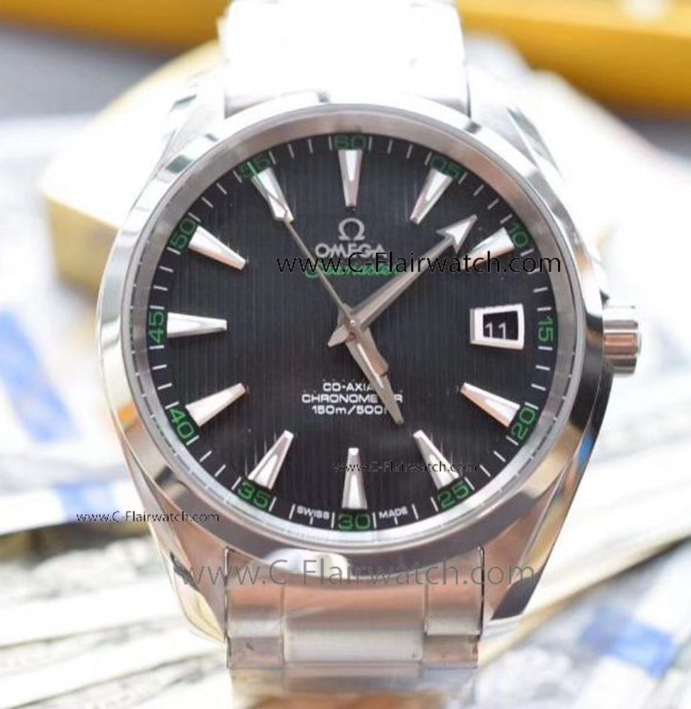 Fake Omega Seamaster Aqua Terra Watch SS Black Face